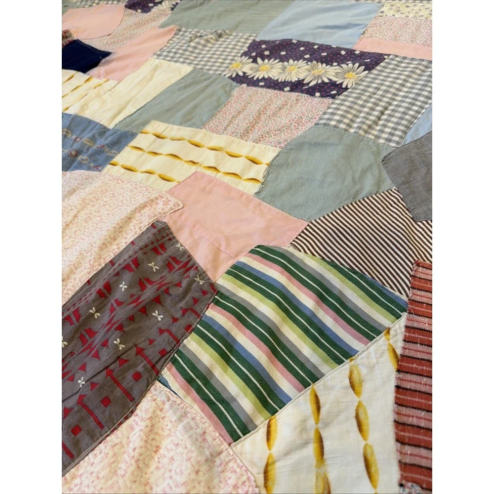Vintage Handmade Crazy Quilt Patchwork Scrap 75x70